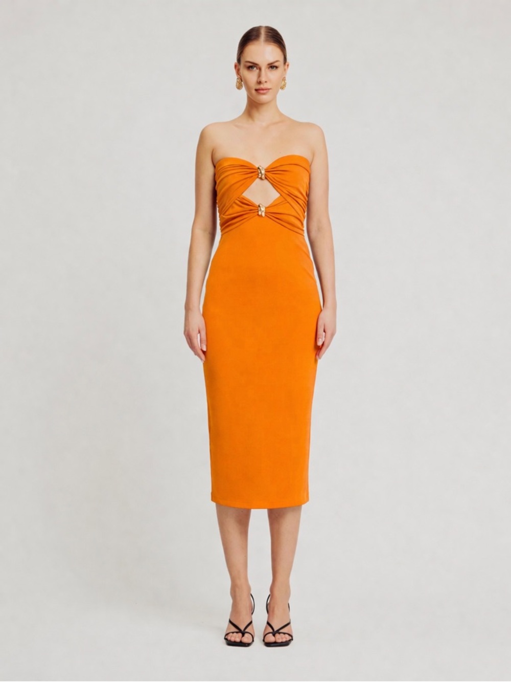 TORN BY RONNY KOBO Sandrine Dress in Color Tangerine